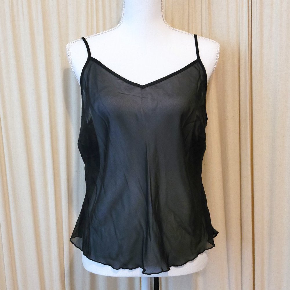 Black Sheer Chiffon V-Neck Cami